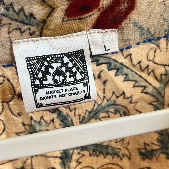 Cotton botanical dyed tunic top dress from India with pockets Large - Picture 3 of 10